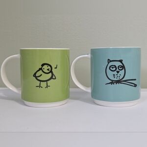 Wendy Tancock 🐣🦉 Older & Wiser + Younger & Cuter Mug Set(2) Pastel Cottagecore